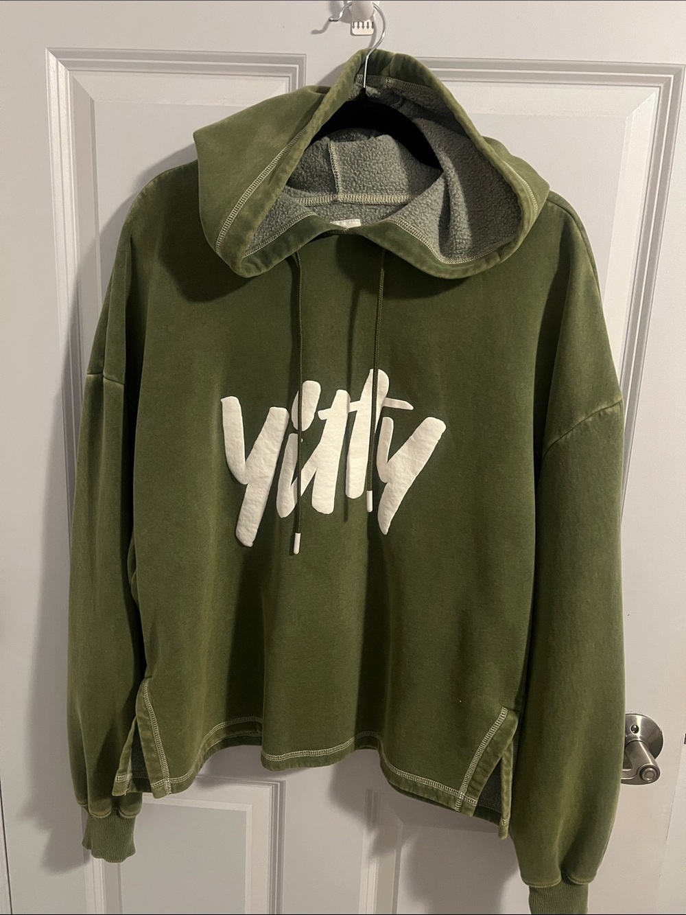 YITTY Olive Green Crewneck Sweater with White Logo